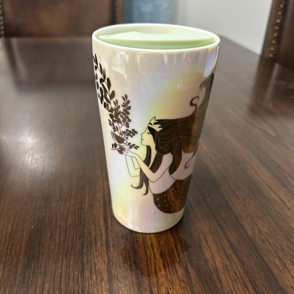 Starbucks 2021 Holiday Pearl Iridescent White Siren Mermaid Ceramic 12 oz Mug